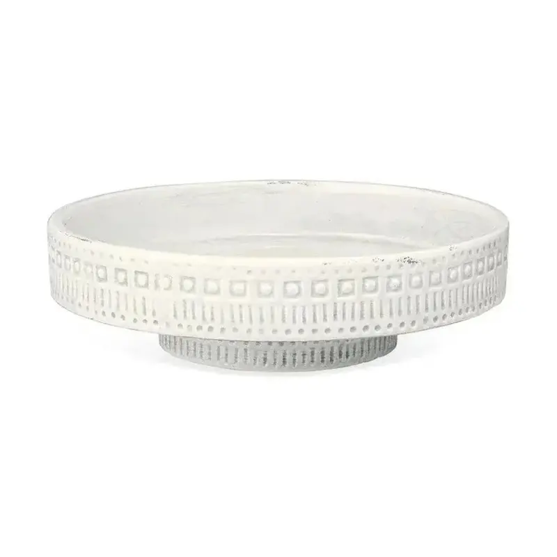 White Ceramic Coastal Pedestal Bowl With Organic Shape 1
