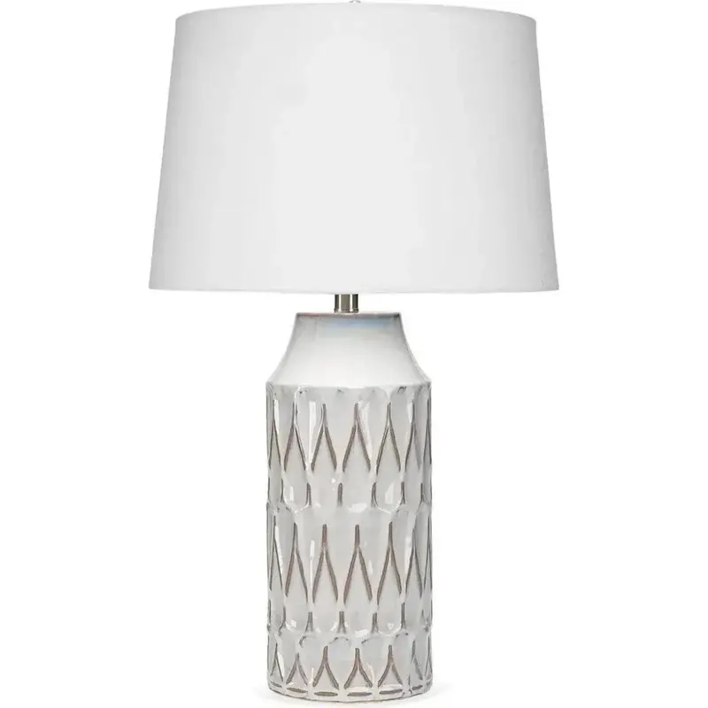 White Ceramic Dalia Table Lamp With Soft Glow Design 1