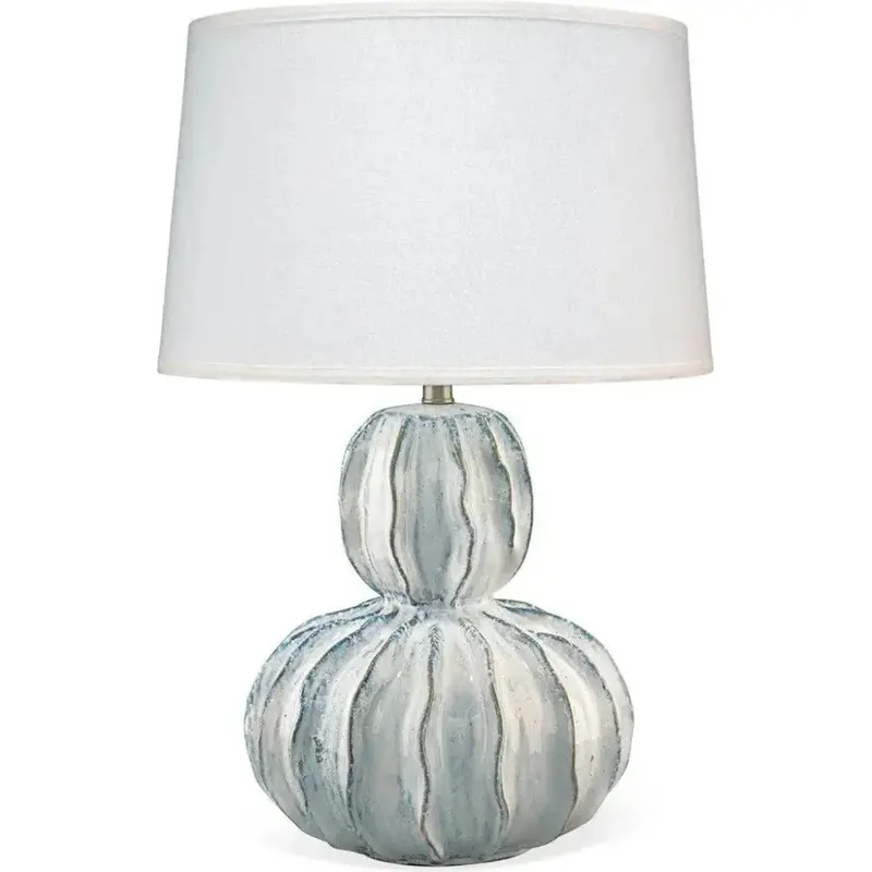 White Ceramic Oceana Gourd Table Lamp – Organic Coastal Shape & Texture 1