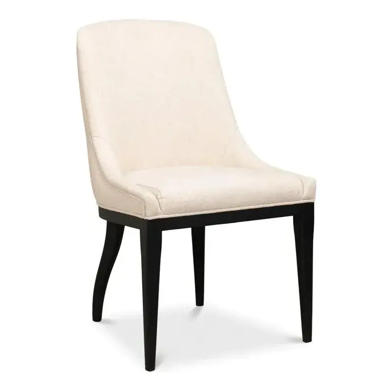 White Cotton Upholstered Dining Chairs – Set Of 2, Claire Style 1