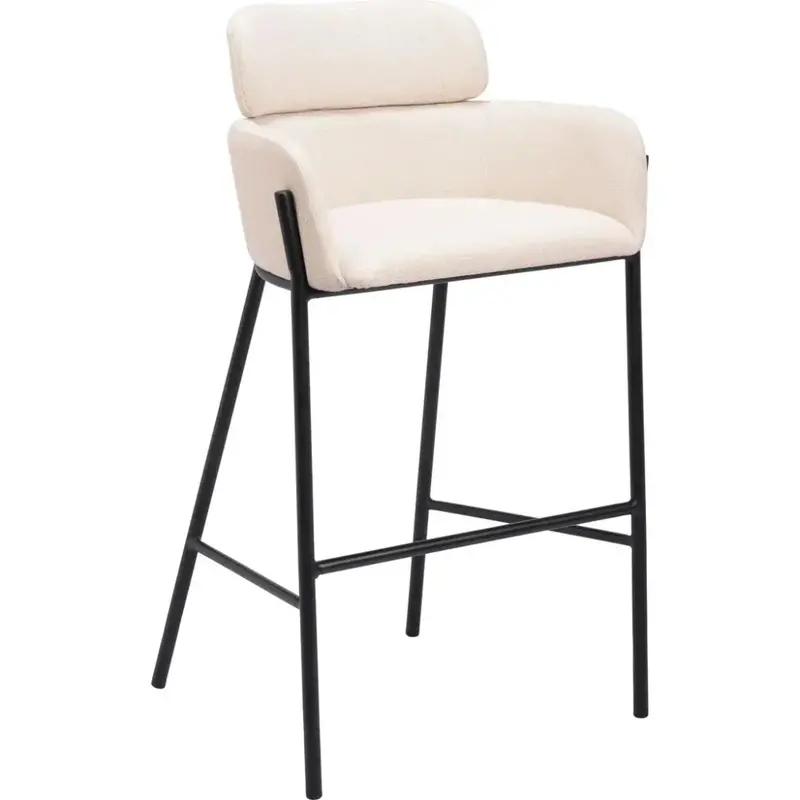 White Fabric Upholstered Barstool – Modern Comfort 1