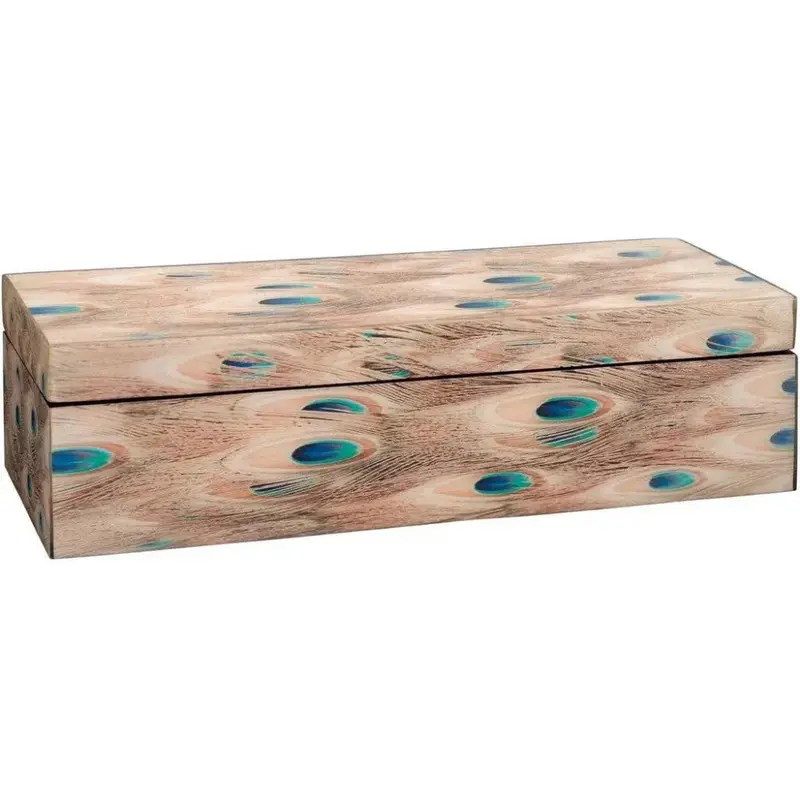 White Lacquered Plume-Shaped Rectangular Storage Box 1