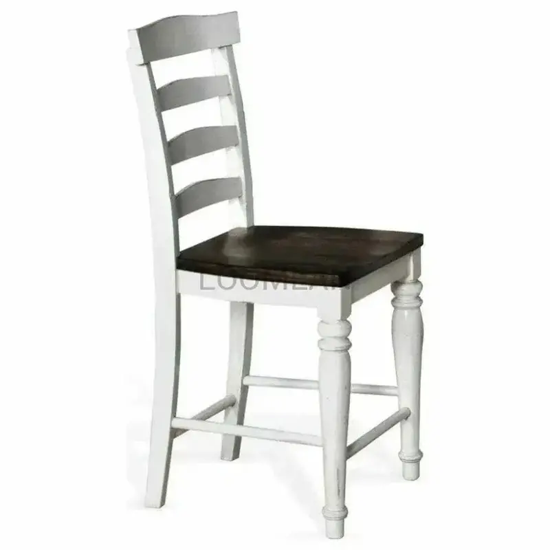 White Ladderback Counter Stool With Solid Wood Seat 1