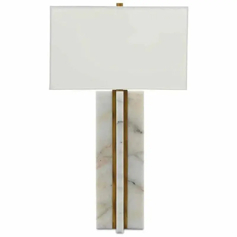 White Marble And Antique Brass Khalil Table Lamp 1