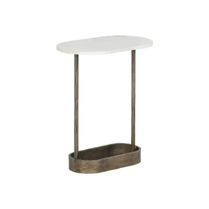 White Marble Oval End Table With Eden White Stone Top 1