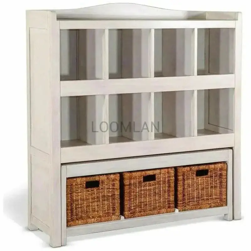 White Marble-Style Entryway Storage Cabinet 1