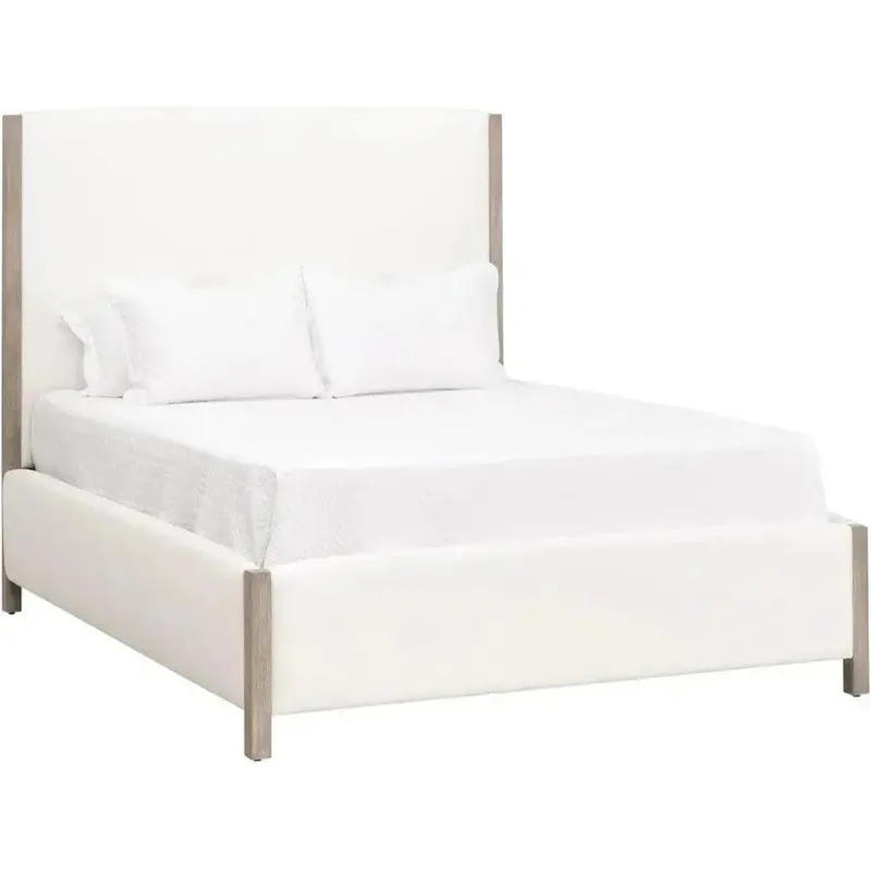 White Performance Fabric Emmett Bed – Soft-Touch Upholstered Frame 1