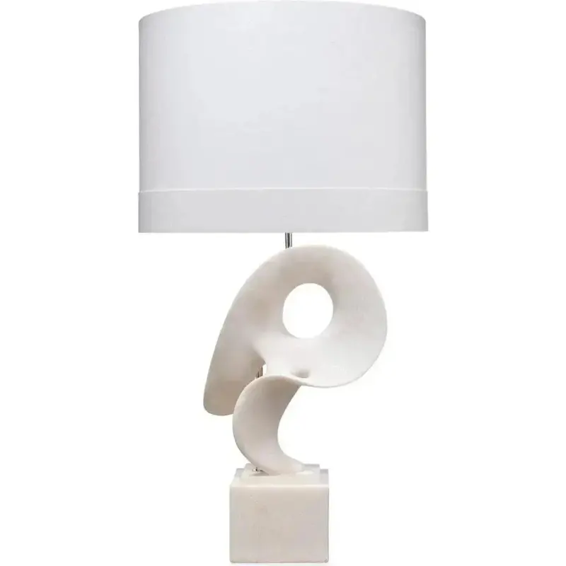 White Polyresin Obscure Table Lamp – Abstract Coastal Lighting 1