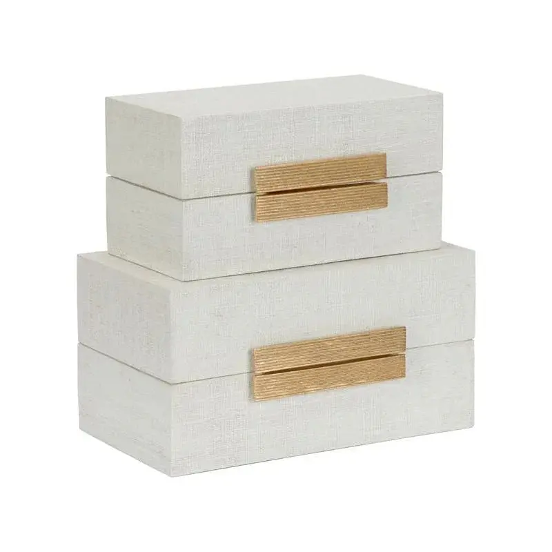 White Raffia Gift Box Set (2-Pack) 1
