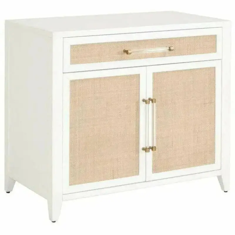 White Rattan Holland Nightstand – Minimalist Scandinavian Design 1