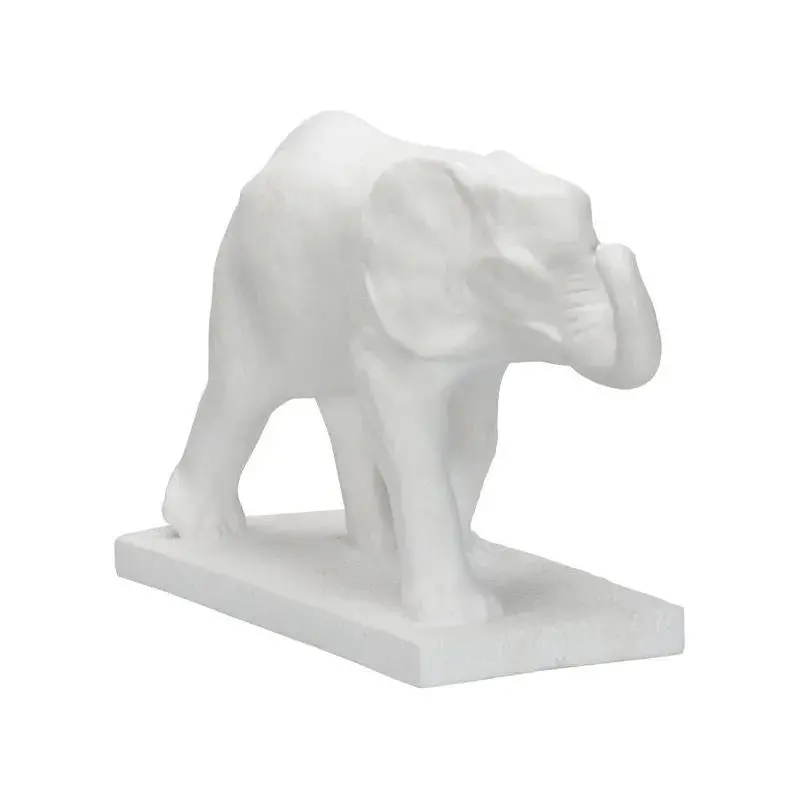 White Resin Elephant Sculpture – Minimalist Decor 1