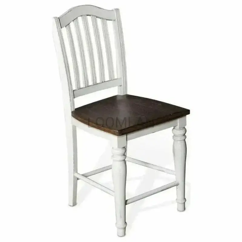 White Slatback Counter Stool With Upholstered Seat 1