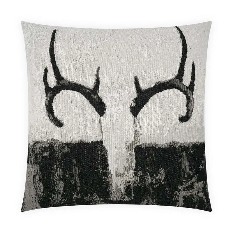 White Tail Cotton Throw Pillow – Artisan-Woven Decorative Cushion 1