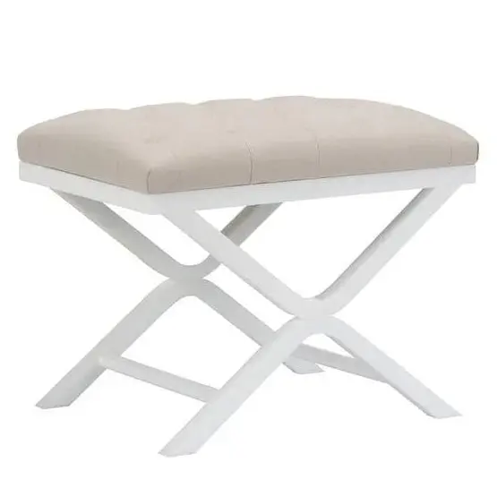 White Tufted Bedroom Bench With Soho-Inspired Acrylic Base 1
