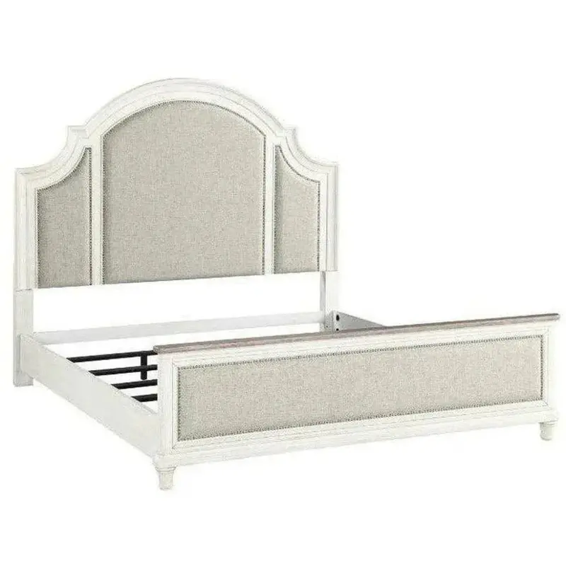 White Two-Tone Arched Headboard Bed Frame 1