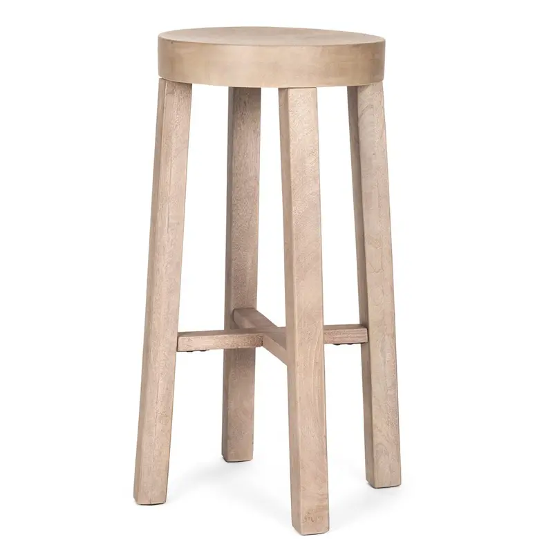 White-Washed Wooden 30-Inch Tall Bar Stool 1