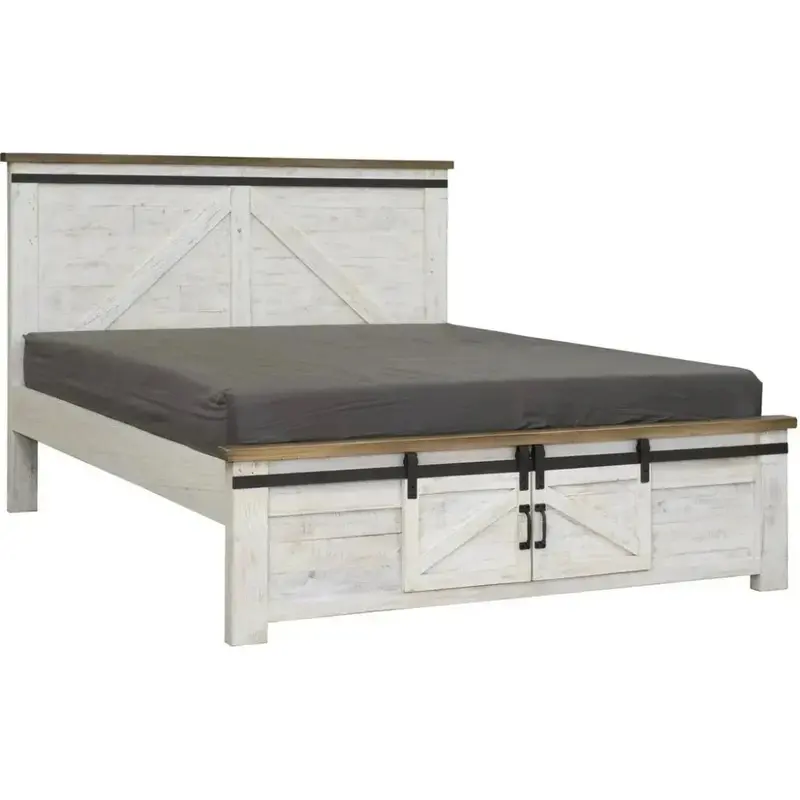 White Wood Provence Platform Bed Featuring Integrated Storage 1