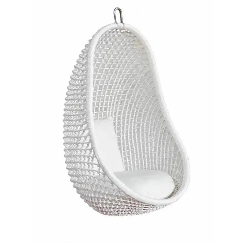 White Woven Rattan Hanging Pod Chair For Indoor Or Outdoor Use 1