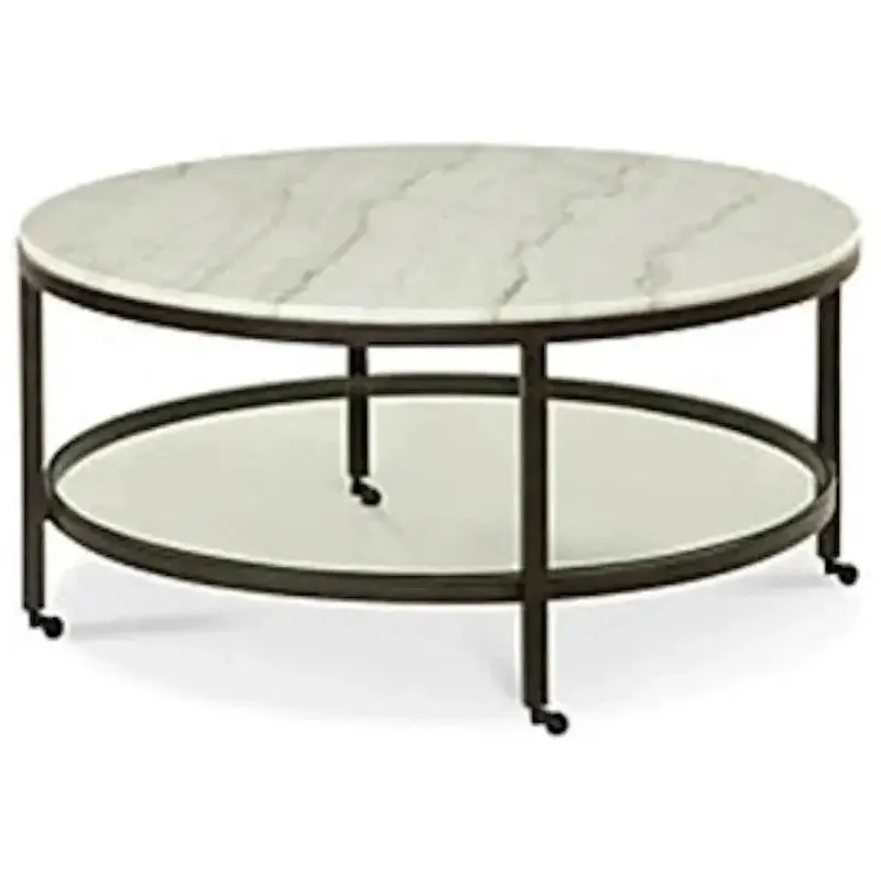 Whitman Round Cocktail Table Featuring Polished Marble Surface 1