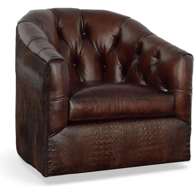 Wild Child Swivel Club Chair In Premium Leather 1