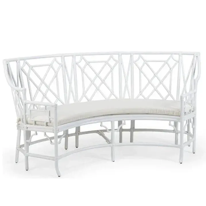 Wild Palm Curved Rattan Settee With Natural Framing 1