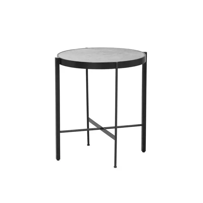 Willem Black-Base End Table With White Marble Top & Geometric Form 1
