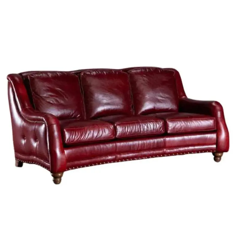 Williamsburg Burgundy Leather Sofa – Handcrafted In Usa 1