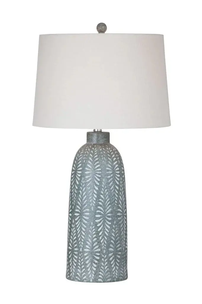 Windham Table Lamp – Vibrant Green Resin Base And Neutral Linen Shade 1