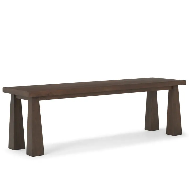 Wolcott Dark Brown Wooden Dining Bench With Slatted Seat 1