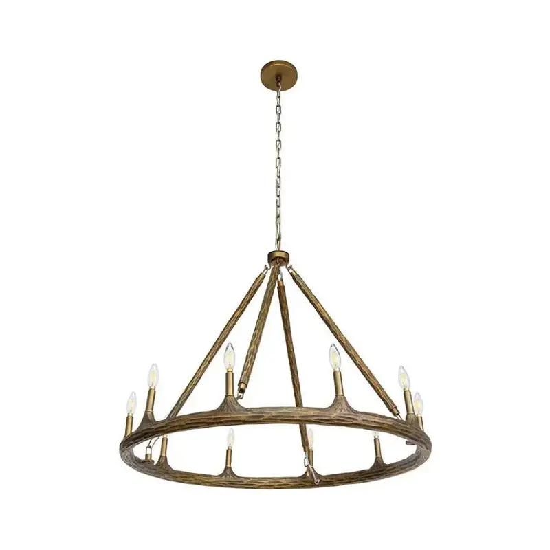 Wolfgang Rustic Industrial Chandelier In Antique Brass Finish 1
