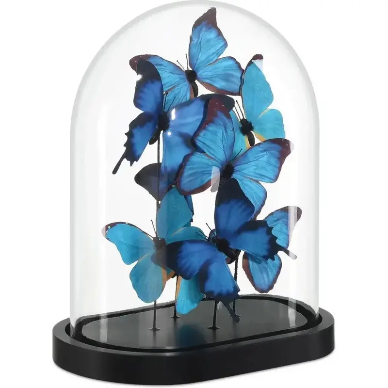 Wood-And-Glass Blue Butterflies Sculpture – Rue De Bac Series (13") 1