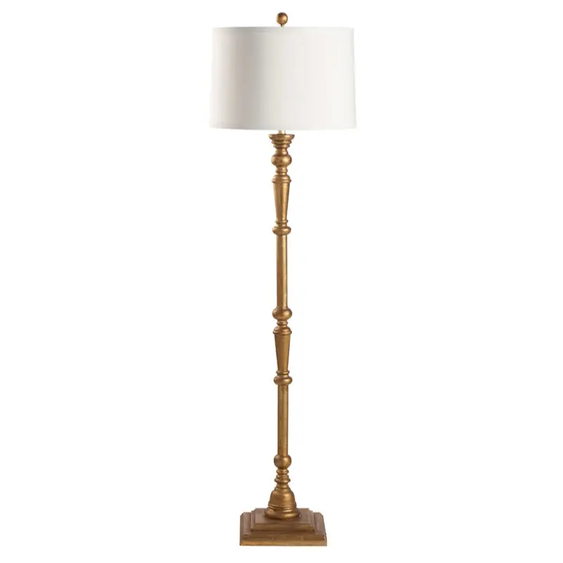 Wooden Gold-Finished Wingback Floor Lamp 1