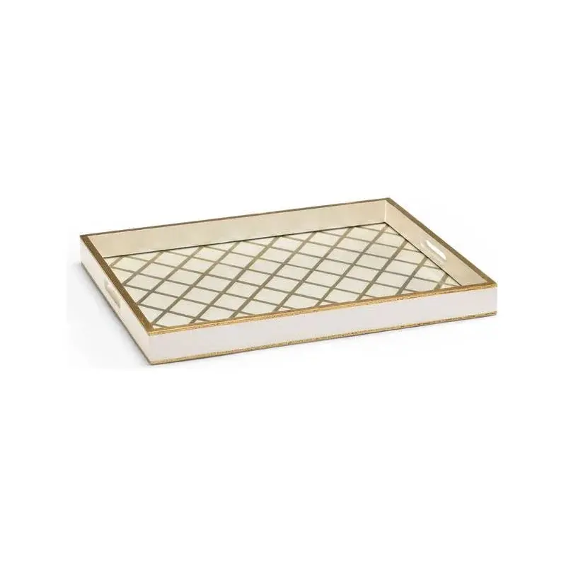 Wooden Tray With Antique Gold Accent Trim 1