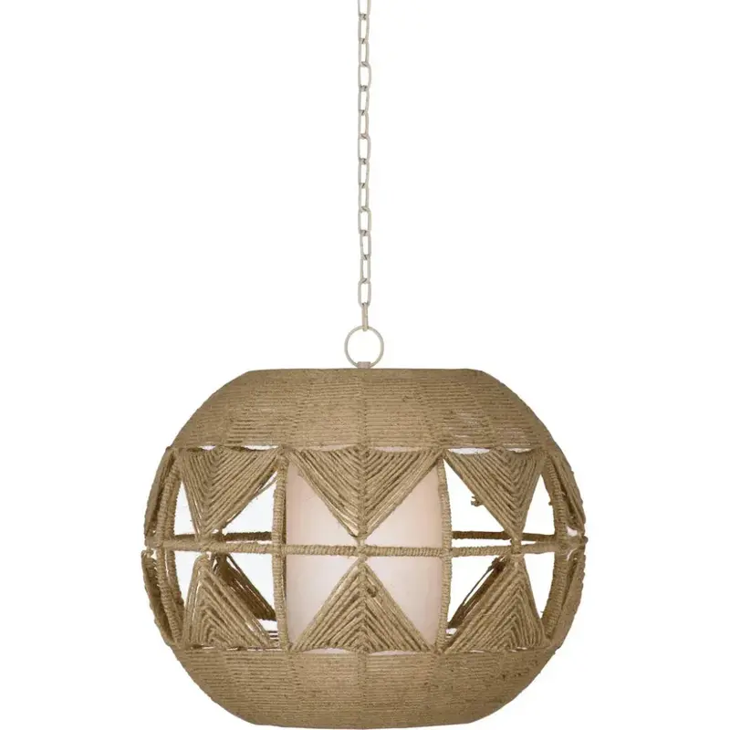 Woven Jute & Metal Brown Pendant Lamp With Textured Handcrafted Look 1