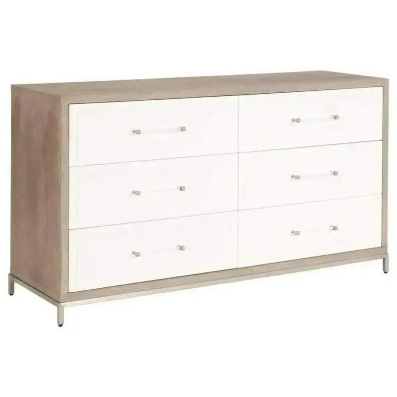Wrenn White 6-Drawer Double Dresser – Modern Bedroom Furniture 1