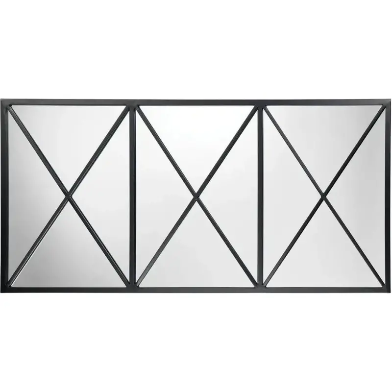 Xyla Grid Wall Mirror With Black Iron Frame And Adjustable Reversible Mount 1