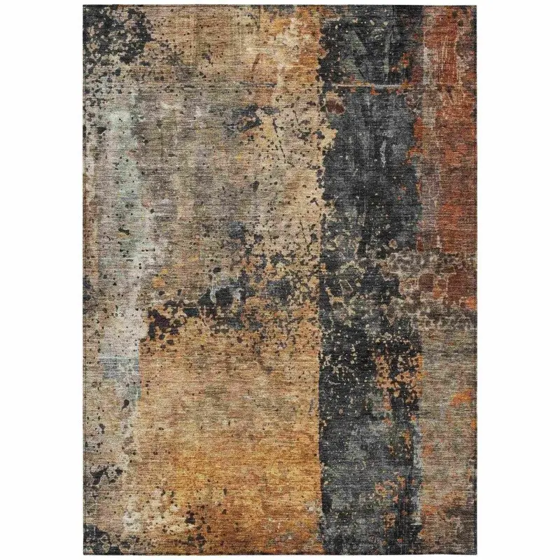 Yasmineh Orange Machine-Washable Outdoor & Indoor Rug 2