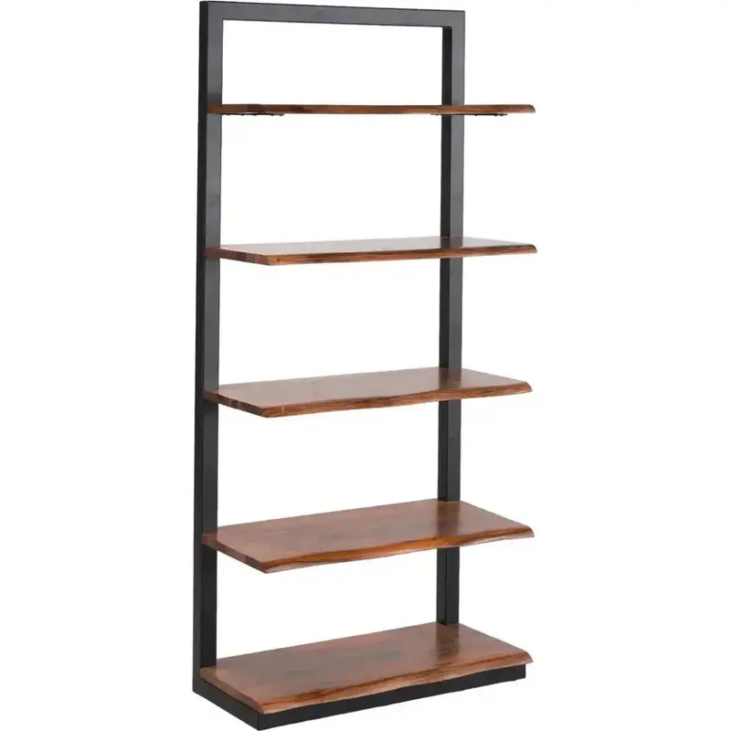 Yolentha Iron-Frame Wooden Etagere – Industrial-Chic Display Shelf Unit 1