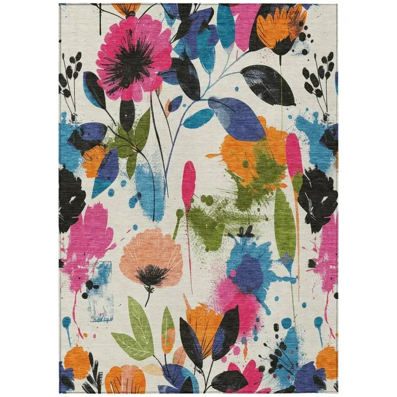Zarabelle Ivory Textured Outdoor Floor Rug 2