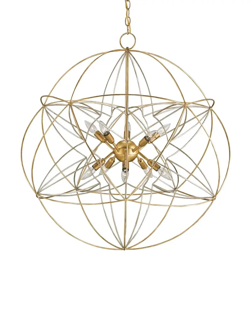 Zenda Orb Chandelier With Gold And Silver Leaf Accents 1