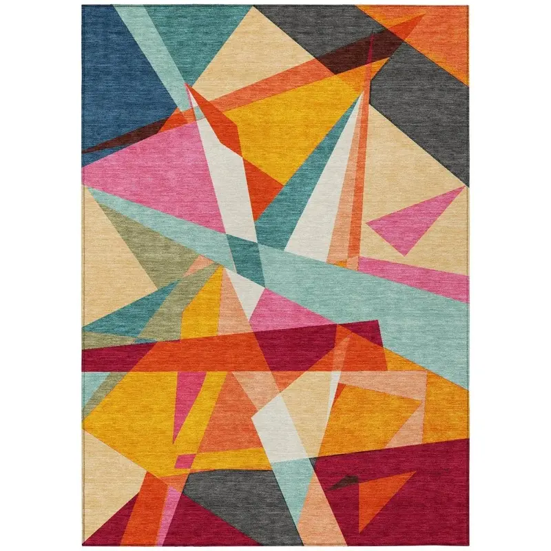Zexture Coral Orange Washable Indoor/Outdoor Area Rug 2
