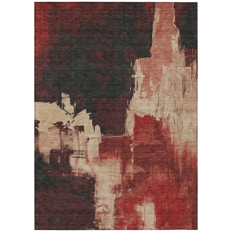 Zireya Red High-Traffic Washable Area Rug 2